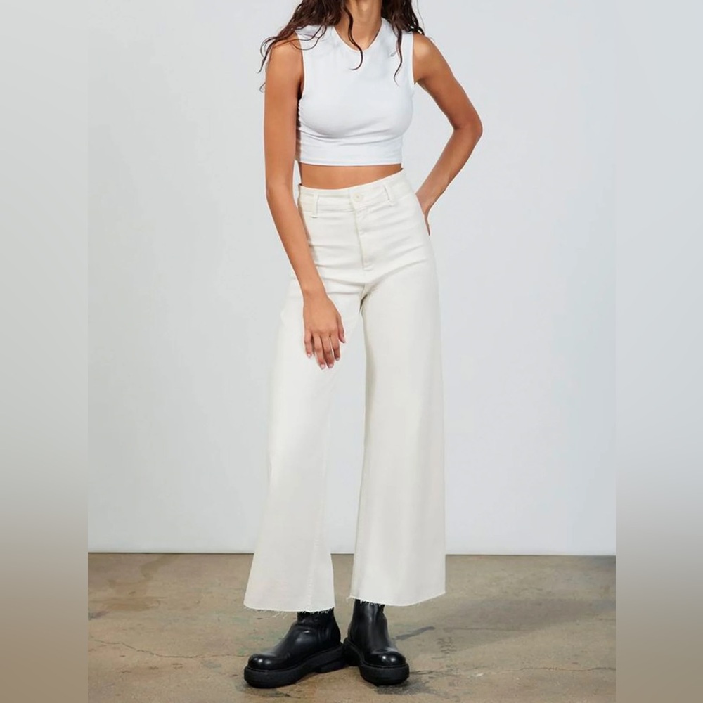 ZARA white high waist Marine jeans
